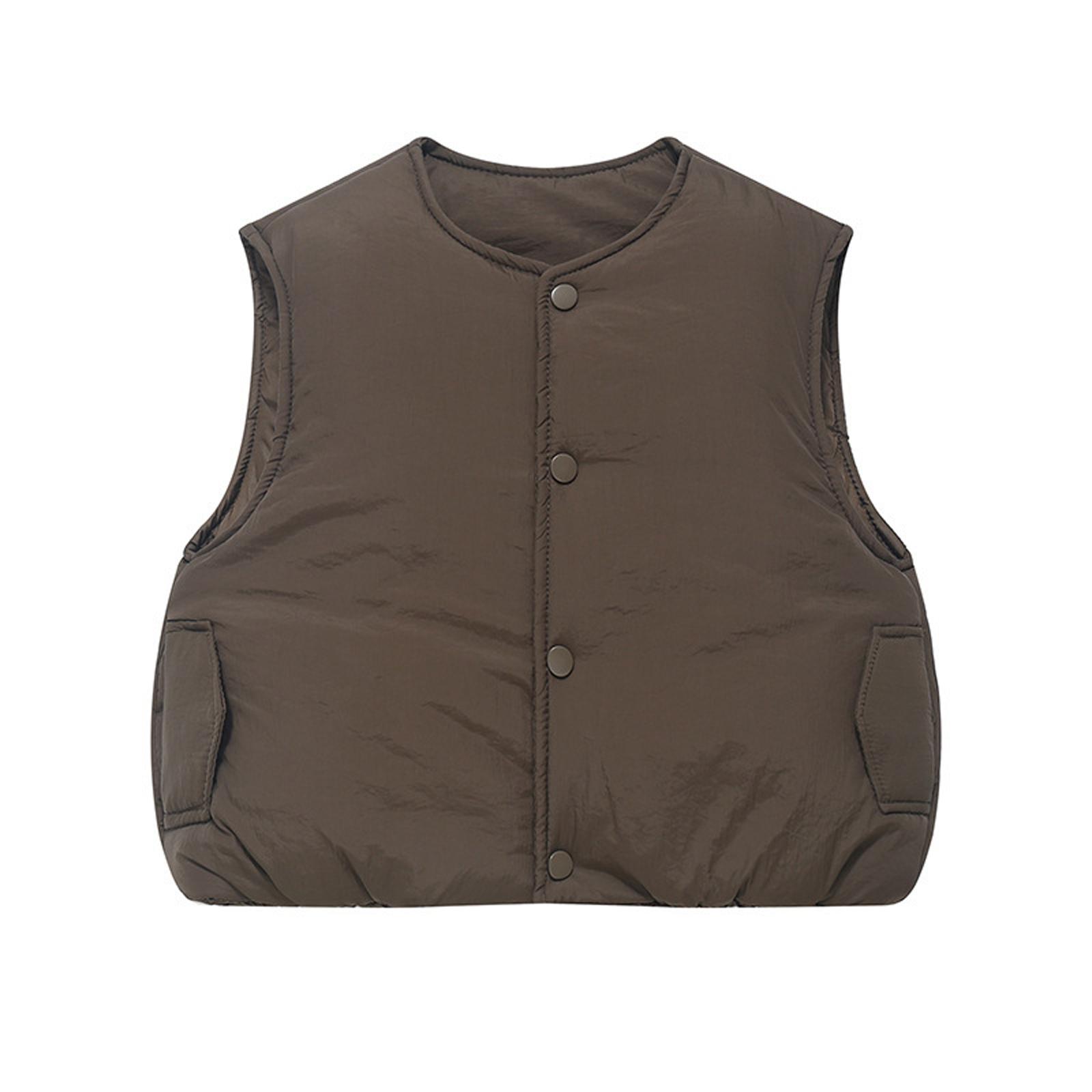 

Children s Fashionable Casual Hooded Vest Jacket 110 кофейный