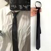 New Unisex Black Simple Clip On Tie Men's and Women's JK Tie Zipper Collar Solid Color Fashion Tie Academic Style Lazy Style