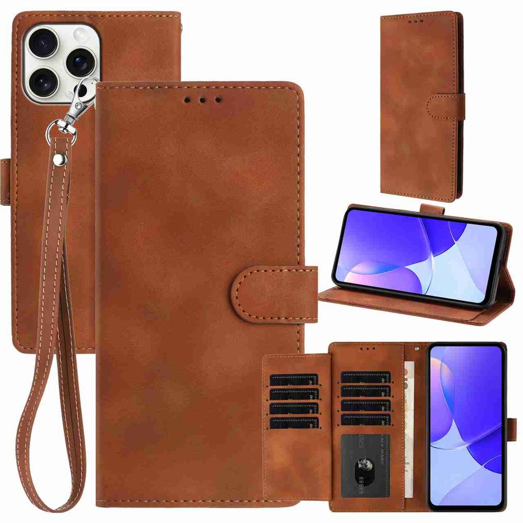 Für iPhone 7-17 Brieftaschenstil Mattes Leder Handyhülle, Mehrere Kartenfächer & Ständer, Stoßfeste Schutzhülle (8 Farben)