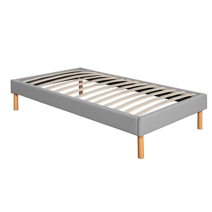 Mina - Solide et Confortable Sommier Tapissier gris Pieds en 20 cm pour matelas en 100x200 - 13 Lattes - Montage