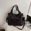 Faux Leather Tote Bag with Dual Zipper Pockets Adjustable Shoulder Strap Women's Everyday Fashion Handbag