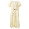 Sancai 2026 Summer Square Neck Pleated A-Line Maxi Dress