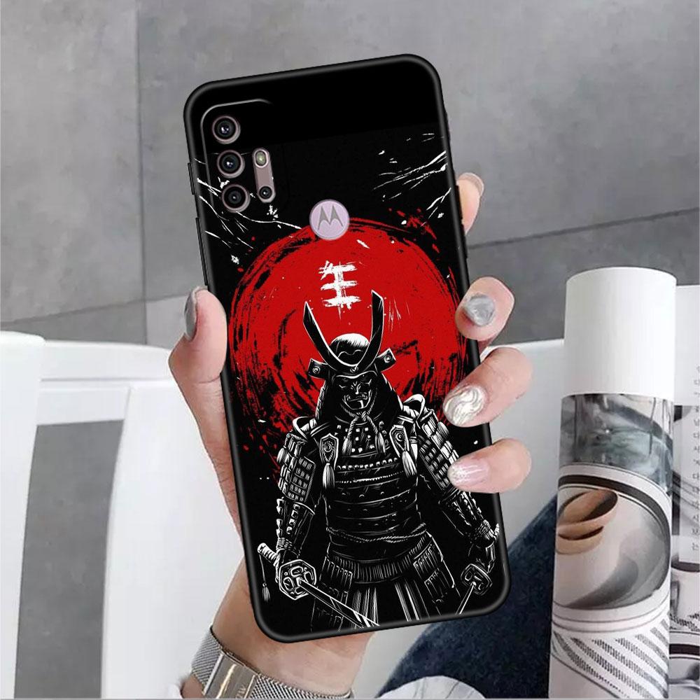 Etui Do Motorola G30 G60 G22 G9 Play G82 G52 G8 G9 G50 One Fusion Edge 20 Czarne Miękkie Nakładka Na Telefon Samurai Maska Oni