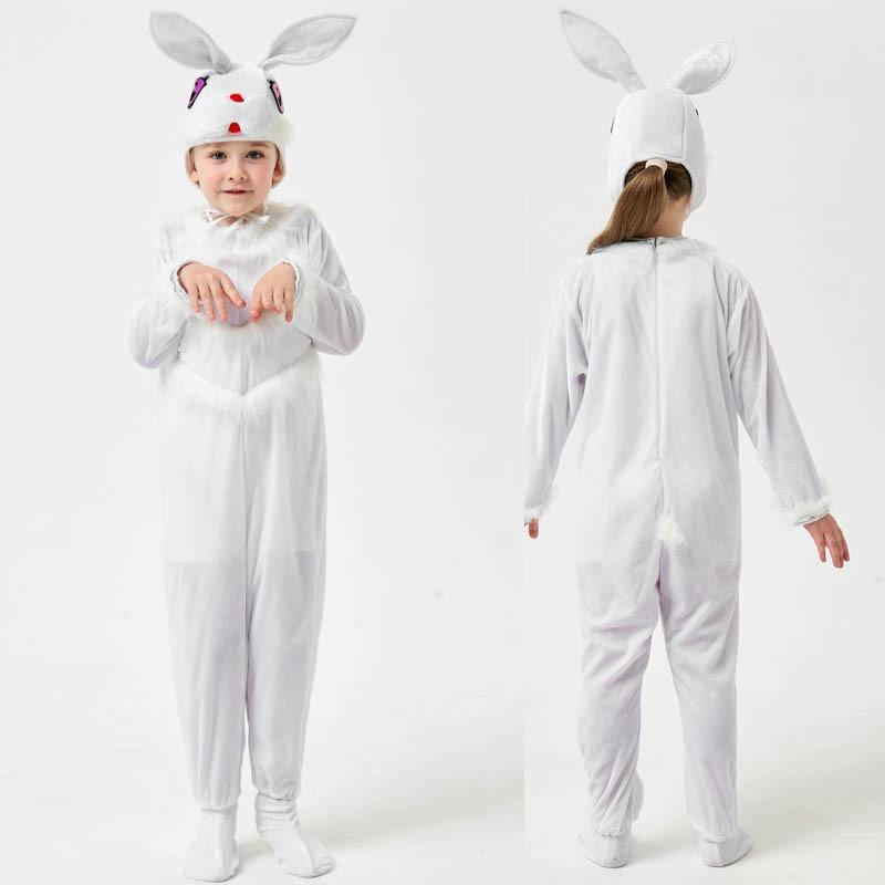 Children's Day Little White Rabbit Pink Rabbit Animal Onesie Lace Long Sleeve Cartoon Dress Up Performance Costume