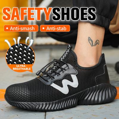 Sommer Netz-Sicherheitsschuhe Herren Stahlkappe Arbeitsstiefel Schützende Arbeits-Sneaker Leichte Herren-Sicherheitsschuhe Unzerstörbare Schuhe