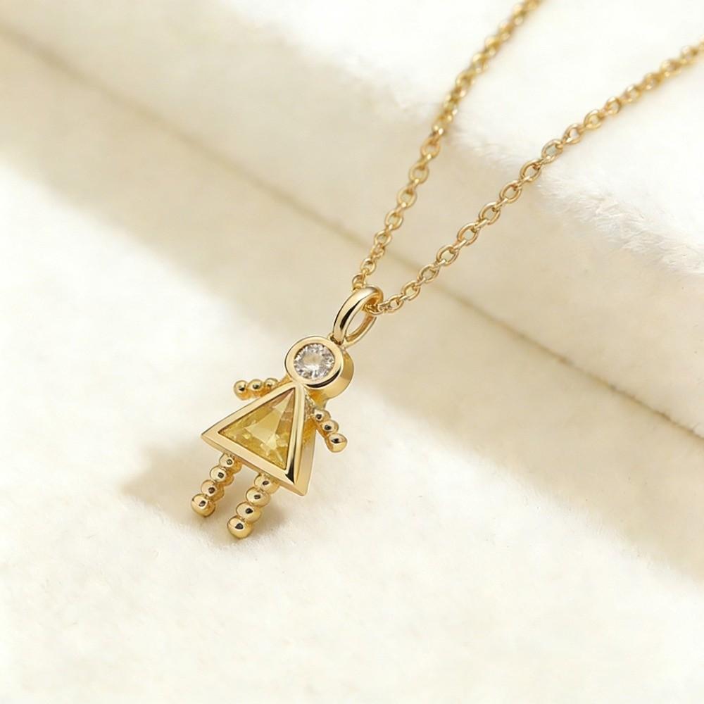 Zircon Couples Collar Cute Long Chain Choker Fashion Birthstone Child-Shaped Necklace  Birthday Girl August