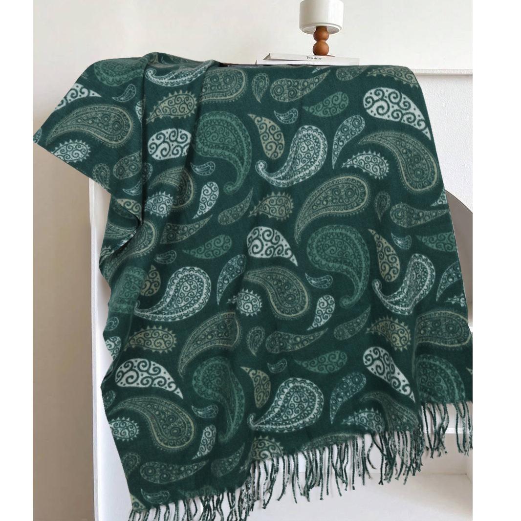 Autumn Winter European American Fashion Cashew Pattern Thick Faux Cashmere Knit Scarf OneSize