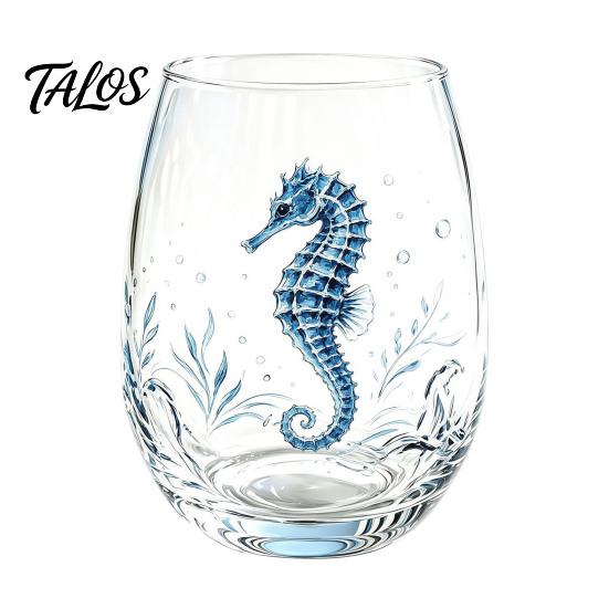 Durchdachtes Geschenk für Meeresliebhaber Meeresbewohner-Thema Klares Glas-Becher, Handgefertigtes Bemaltes Glasware, Handgefertigtes Borosilikatglasware Kreativ
