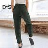 Women Corduroy Pants High Waist Baggy Drawstring Elastic Waist Casual Trousers Loose Fit Straight Leg Pockets Work Pants