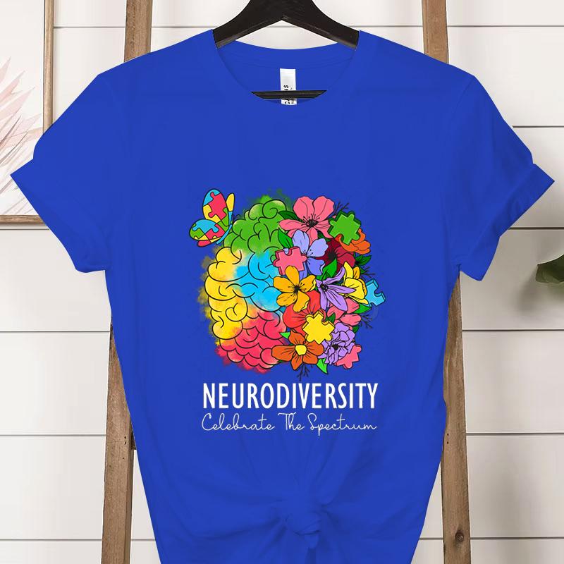 Teacher Autism Tshirt Floral Neurodiversity Celebrate The Spectrum Graphic T Shirts Clothing Autism Awareness Shirt for Women
