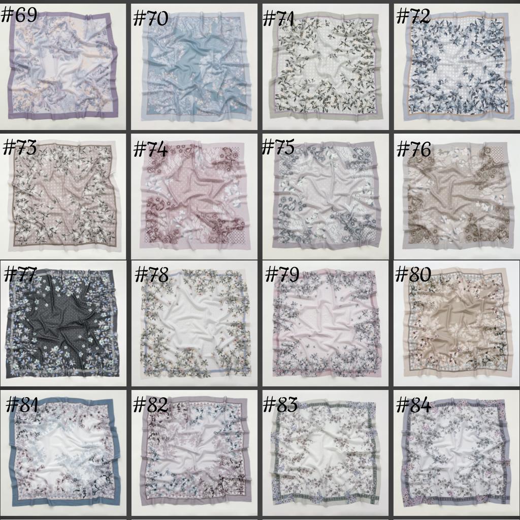 48Colors Malaysia Tudung Bawal Flower Print Hijab Laser Cut Edge Headscarf Premium Cotton Voile Soft Fashion Muslim Square Scarf