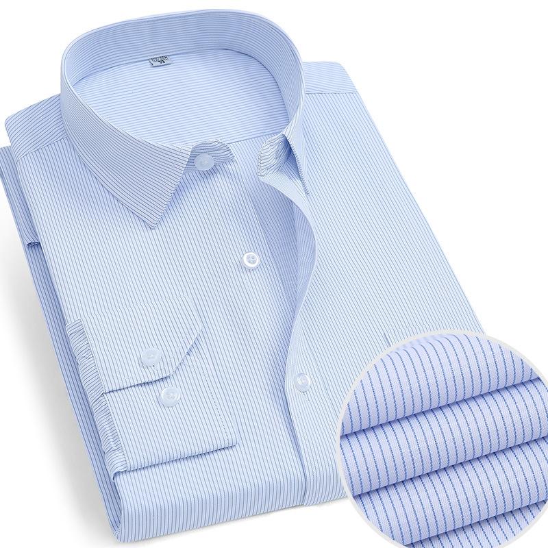 Men's Formal Shirt Long Sleeve  Solid Color Striped Pocket Fashion Business Office Professional Wear Social White Shirt