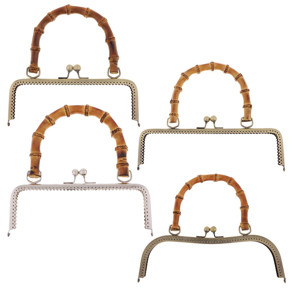 Sewing Craft Metal Purse Frame Iron Bamboo Handle Kiss Clasp Lock for Handmade Bag and DIY Purse Supplies
