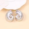 New Vintage medieval retro concave-convex spiral semi-round metal earrings, irregular heavy metal stud earrings