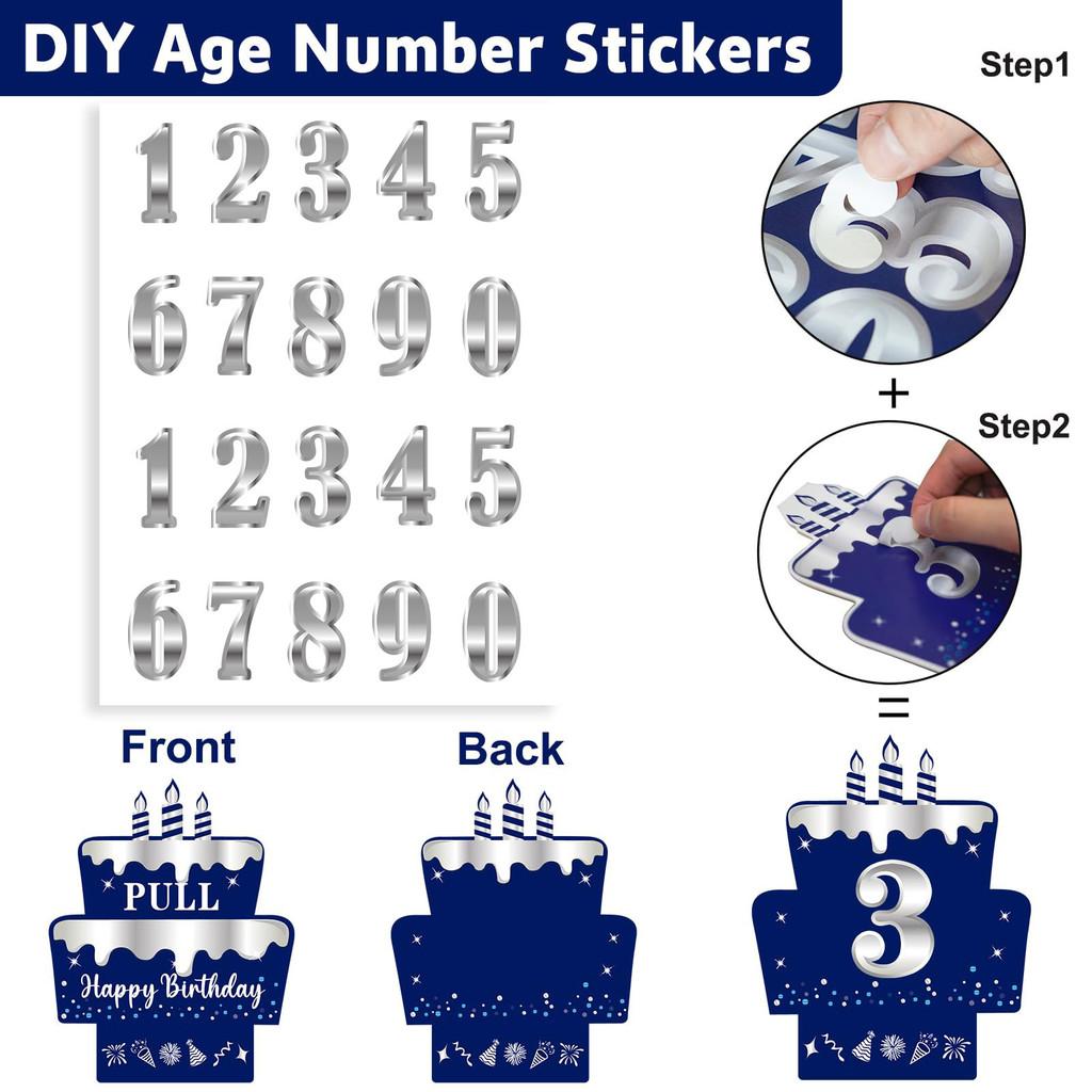 Blue Silver Number Sticker Gift Box For Birthday Party Decor And Cash Envelope