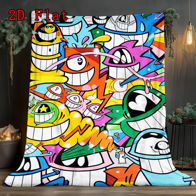 One-eyed monster 2D Flat Pattern Flannel Blanket High quality All Seasons Warmth and Comfort Perfect for Christmas Gifts.
