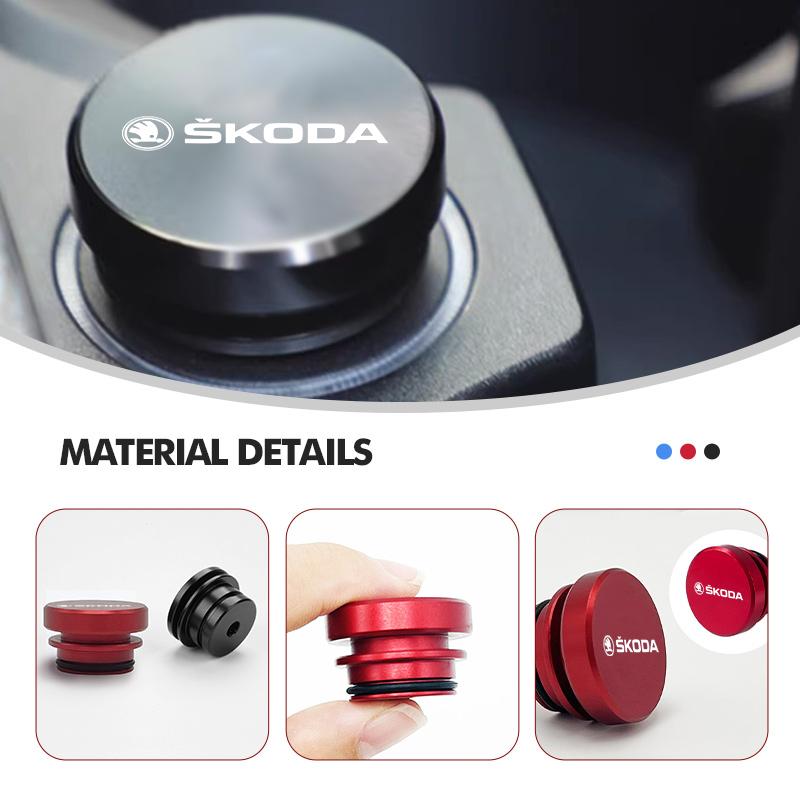 For Skoda 1/2PCS Car Logo Cigarette Lighter Dust Plug Button Socket Protective Cover Kodiaq Octavia 2 3 Rapid Karoq Fabia Kamiq