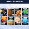 Decorably 15 Solar System Poster Set, 11x14in Educational, Matte-Laminated School Decor - for Hallways, Bulletin Boards, Home Study Room, Science Lab