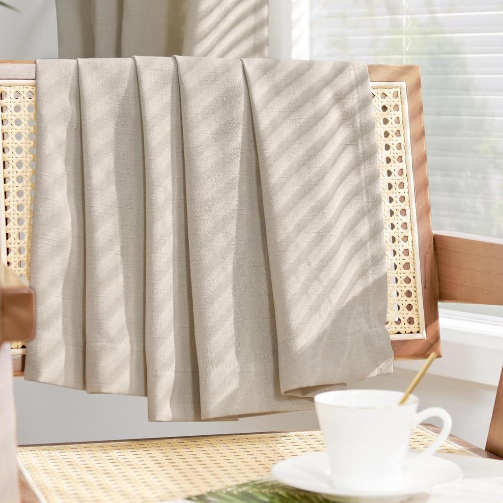 Solid-Color Translucent Curtains, Suitable for Living Rooms, Bedrooms, Dining Rooms, Balconies, Offices, Farmhouses, Machine Washable, Grommet Top