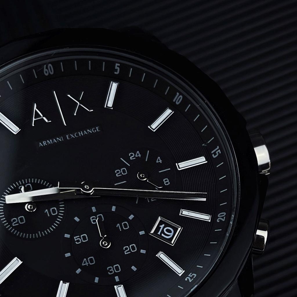 ARMANI EXCHANGEAE Wrist Watch Quartz Movement Silicone Strap 44mm Black Dial Men's Watches AX1326