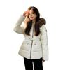 Winter new slim and thin fashion cotton-padded clothes women's short waist hooded fur collar