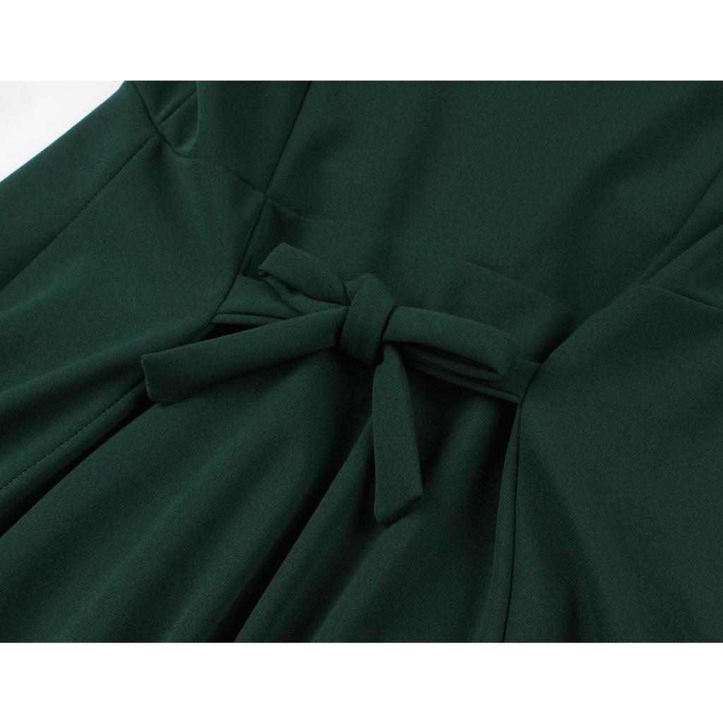GMXIA Retro Sexy V-neck High-waisted Single-breasted Elegant Slim Dress