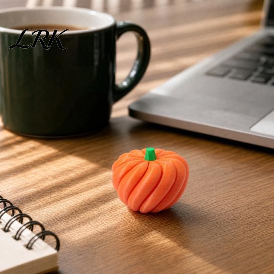 Halloween Pumpkin Decoration 3D Printed Ornament, Portable Decompression Toy, Spiral Rotation Design Toy Stress Relief Puzzle Model for Kids
