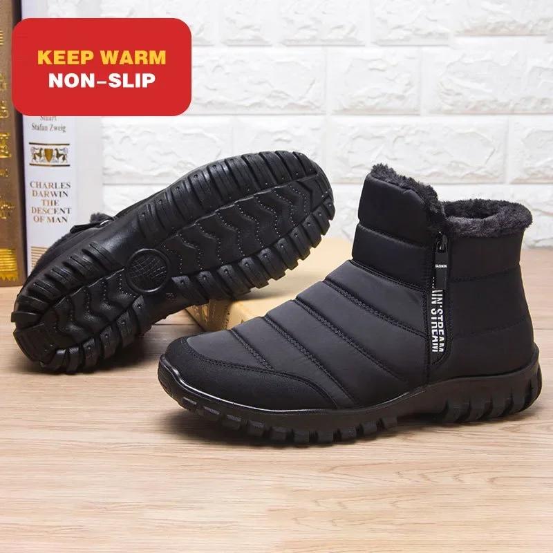 Mode Männer Knöchel Schnee Stiefel Wasserdichte Rutschfeste Schuhe für Männer Casual Warm Halten Plüsch Plus Größe Paar Schuhe Chaussure Homme 2024