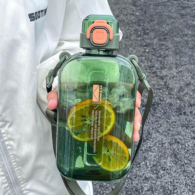 750ml Square Sports Water Bottle Transparent Leak Proof Water Bottles With Strap Fitness Kettle Water Cup For Outdoor Camping
