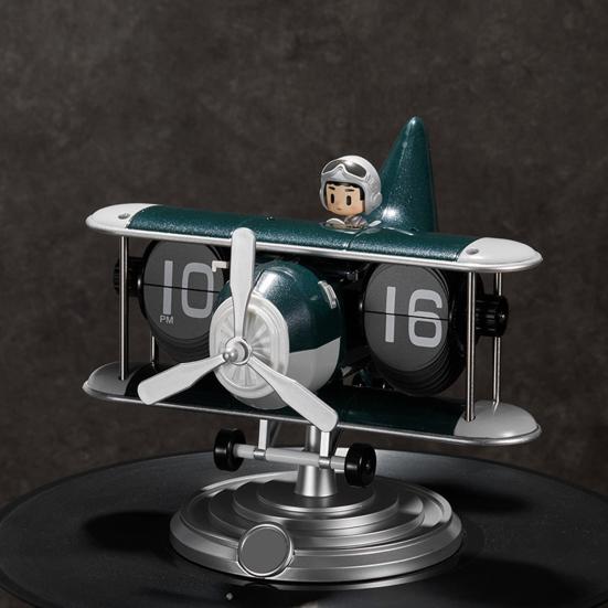 Airplane Flip Clock Adjustable Battery Powered Silent Retro Digital Desk Clock with Auto Flip Mechanism for Home Office