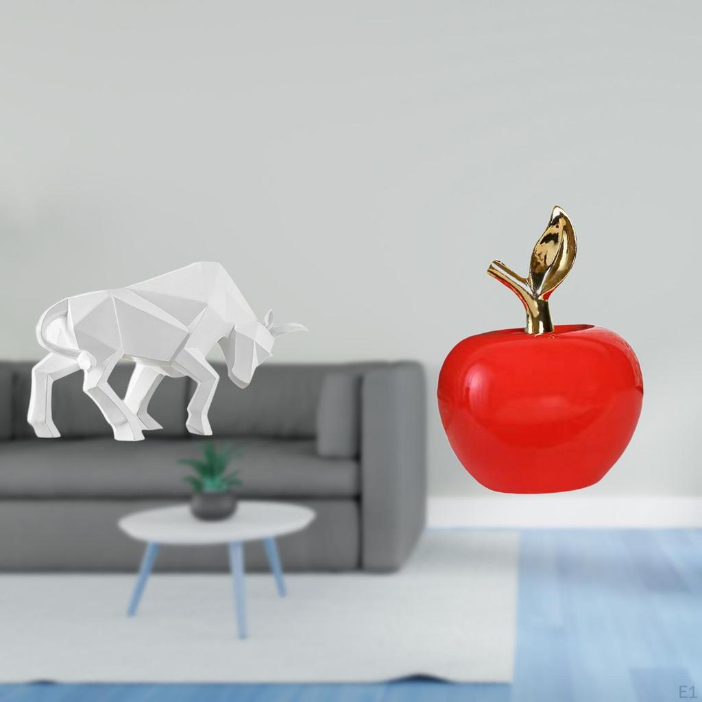 Modern Resin Bull And Ceramic Sculpture Ornament Abstract Figurine for Entryway Tabletop Desk Shelf