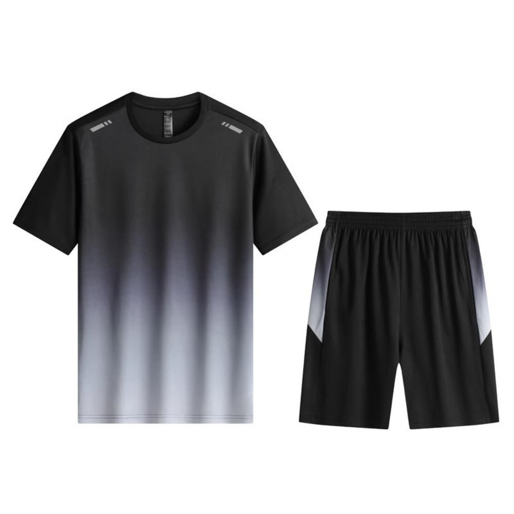 

Patchwork Summer Sport Sets Gradient Color Men s Quick Drying Suit Men/Female 3XL сірий