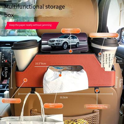 Boîte à mouchoirs pour siège de voiture, 1 pièce, support universel multifonction pour téléphone portable, porte-gobelet d'eau, crochet