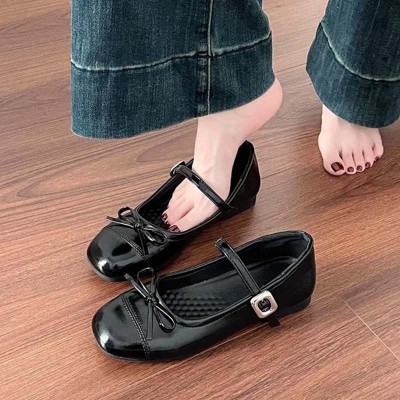 Silver Light Mouth Ballet Flat-soled Single Shoes for Women's 2025 New Summer Skirt French Round Head Mary Jane Shoes