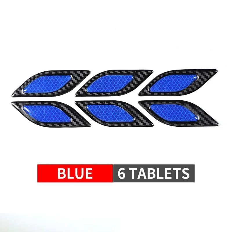 6Pcs/Set Car Reflective Carbon Fiber Bumper Strips Safety Warning Tape Safety Warning Sticker Auto Moto Exterior Accessories