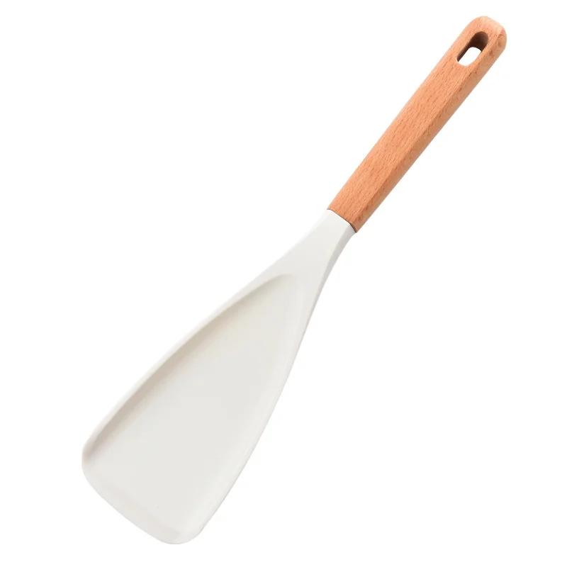 Wooden Handle Silicone Spatula Fondant Cake Spatulas Cream Butter Baking Pastry Scraper Kitchen Dessert Batter Cooking Spatula