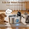 3.2L Wireless Stainless Steel Pet Water Feeder Auto Cat Fountain Faucet Smart Dog Water Dispenser Visual Window Drinking Bowl