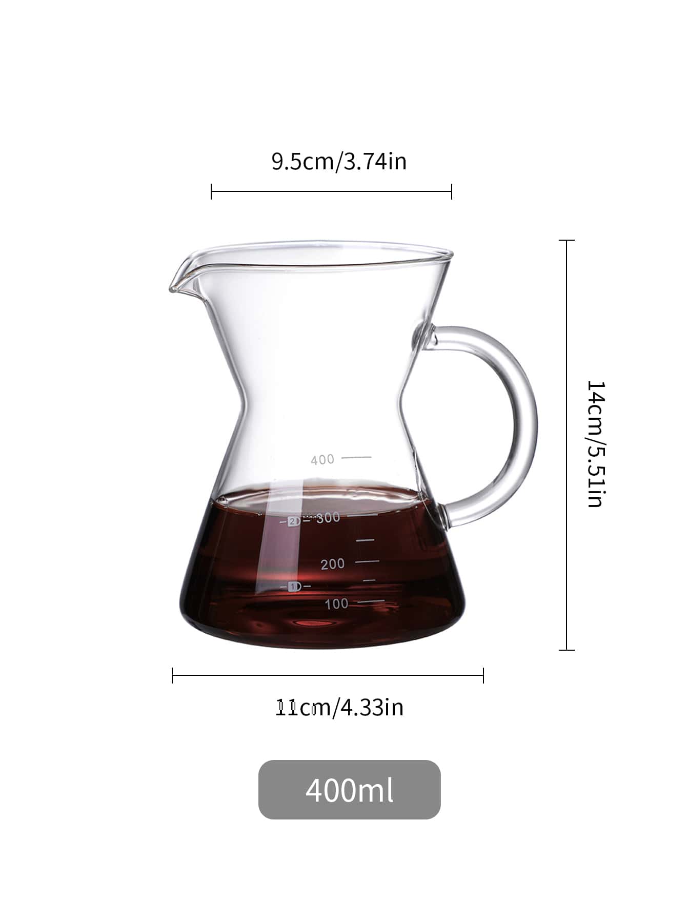 

Стеклянный кофейник Leeseph, стандартный кофейник для кофеварки Pour Over, прозрачный кофейник, 400 мл/13,5 унций, 500 мл/16,9 унций