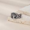 Titanium Steel Tree of Life Ring Personality Trend Hip Hop Punk Stainless Steel Smear Opening Rings for Men