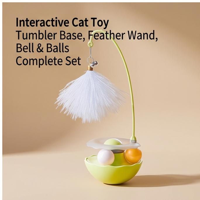 Tumbler Feather Cat Toy Interactive Self-Play Catnip Teaser for Indoor Kittens