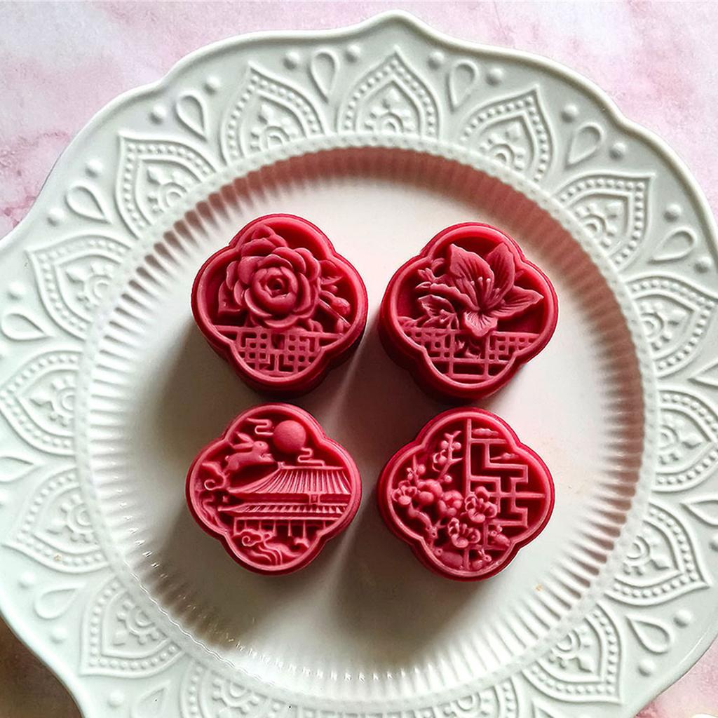 DIY Mooncake Maker with Round Character Cookie Stamps Pastry Mould for Mid Autumn Festival and Wedding Pastries