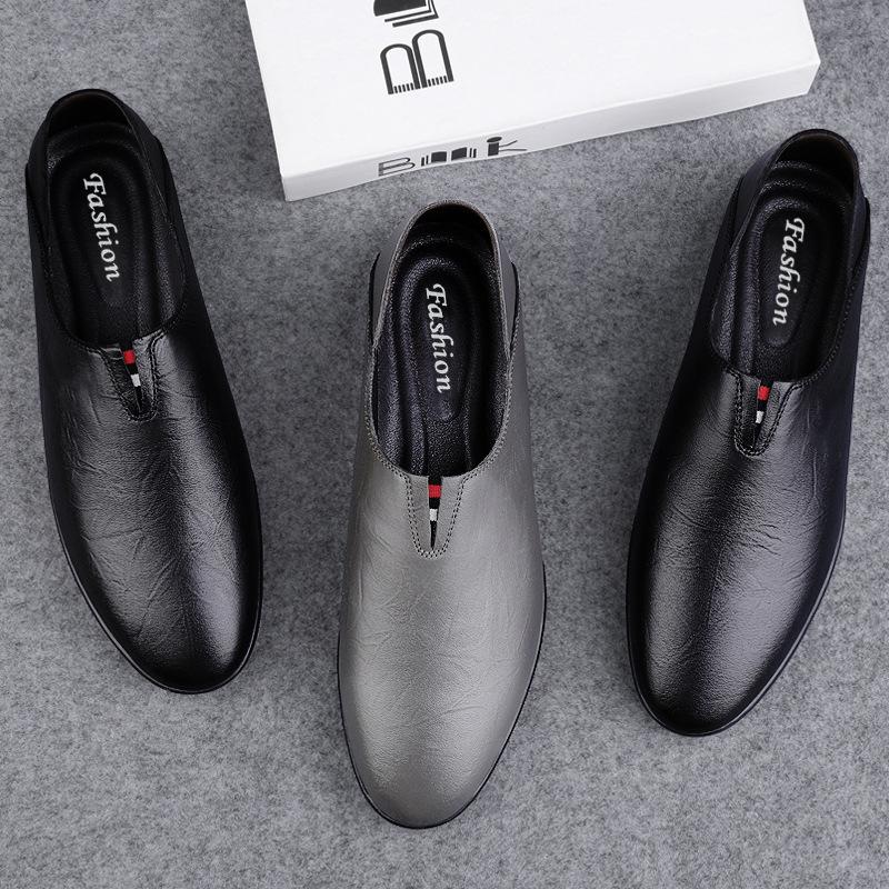 Men's shoes first layer cowhide men's casual shoes business dress leather shoes men's foreign trade one-pedal driving lazy shoes