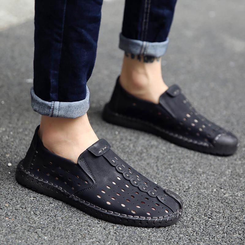 Mocasines de hombre Zapatos de conducción Pisos cómodos Zapatos casuales sin cordones Zapatos de cuero de talla grande para hombres de gran tamaño