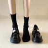 Black Platform British Style Small Leather Shoes Women's 2025 Spring New Retro Versatile One-pedal Loafers Mary Jane