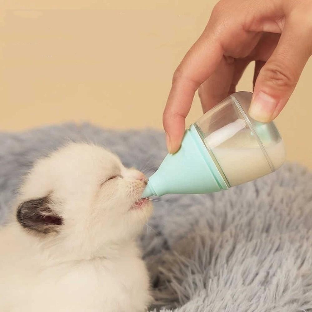 Silicone Cat Feeding Bottle Anti Choking Detachable Lid Kitten Feeder Bite Resistant with Scale Pet Pacifier Bottle