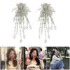 Elegant Dangle Earrings With Glittering Beaded Tassels Sensitive Skin Friendly Alloy Jewelry For Daily Wear