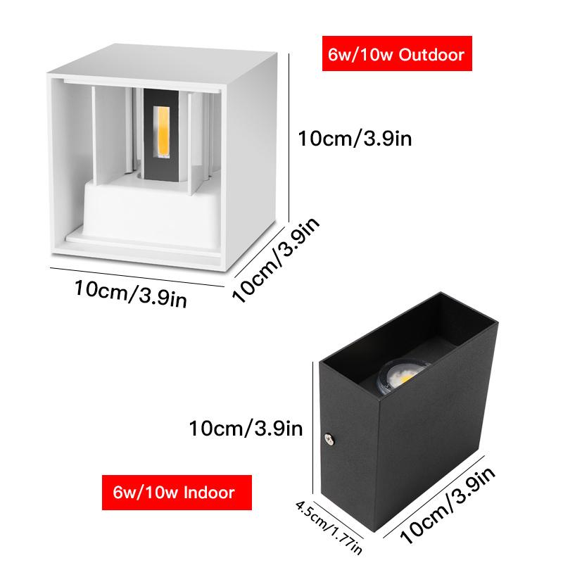6W/10W LED Wall Light Outdoor Waterproof IP65 Porch Garden Wall Lamp & Indoor Bedroom Bedside Decoration Lighting Lamp Aluminum