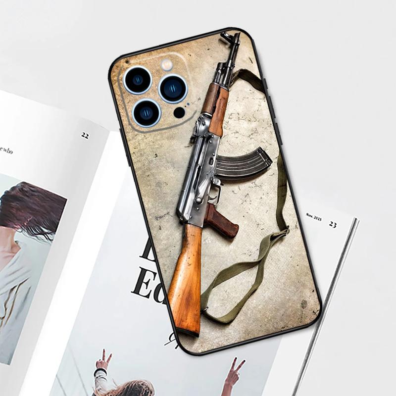 

Чехол для телефона с изображением пистолета AK47 и пуль для iPhone 11 12 13 14 15 Pro Max Plus 12 13 Mini 7 8 SE X XR XS MAX iPhone 7