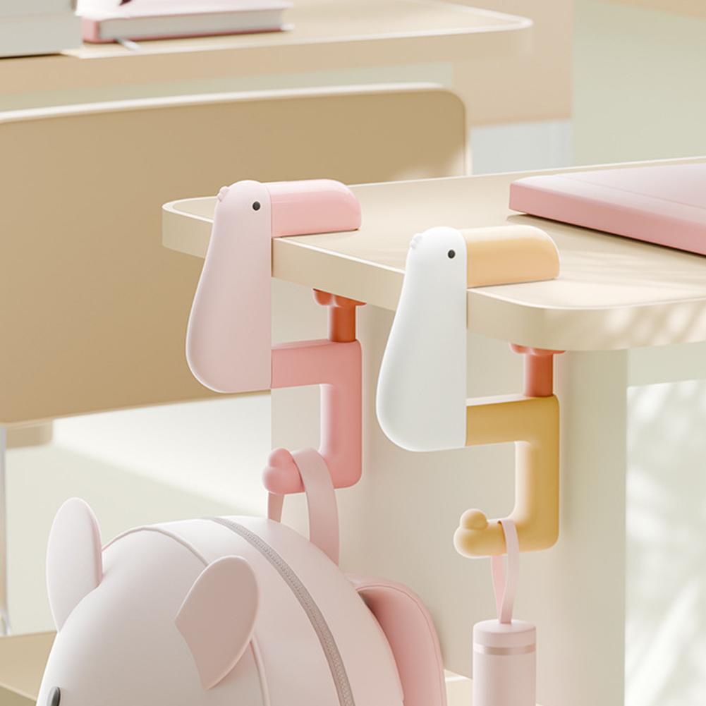 Cute Portable Desk Side Hanging Bag Hook Multifunctional Adjustable Table Bag Hanger Plastic Travel Bag Organizer