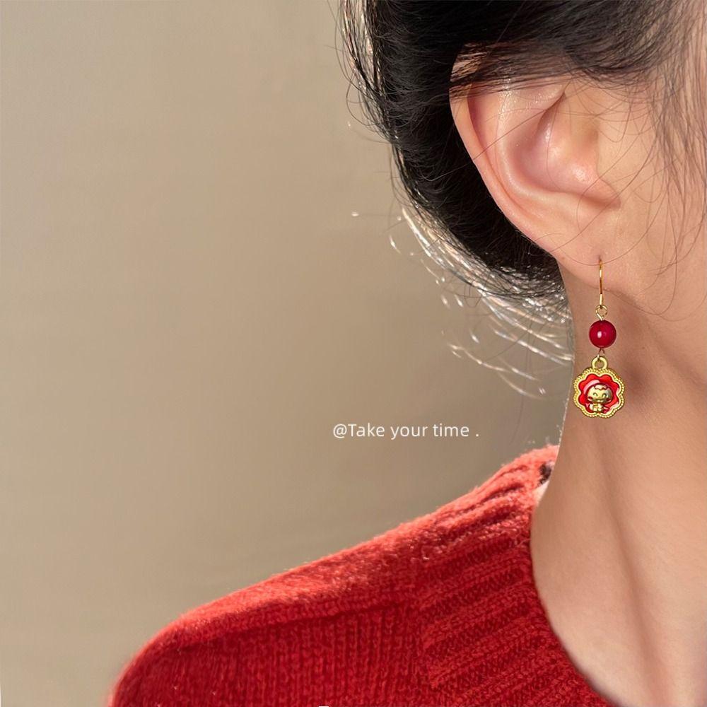 Chinese Style Snake Year Drop Earring Red 2025 Women Earrings Ear Jewelry Accessories  Girls Gift